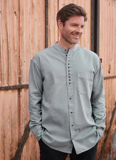 Andrew Cotton Linen Grandfather Shirt